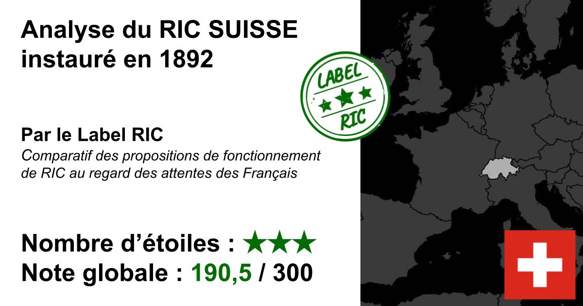 Analyse du RIC SUISSE (instauré en 1892)