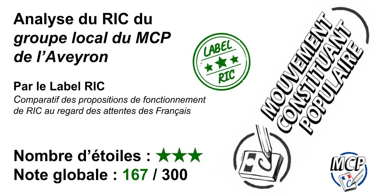 Analyse du RIC du groupe local du MCP de l’Aveyron